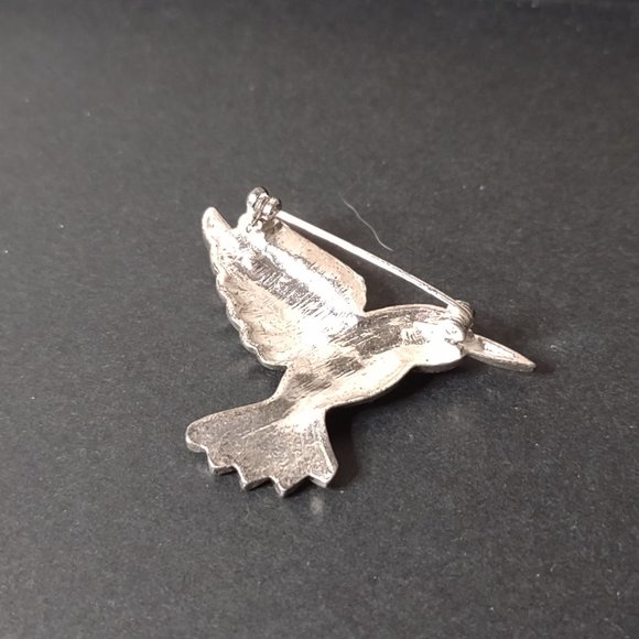 Black And Silver Tone Hummingbird Brooch - Picture 12 of 12